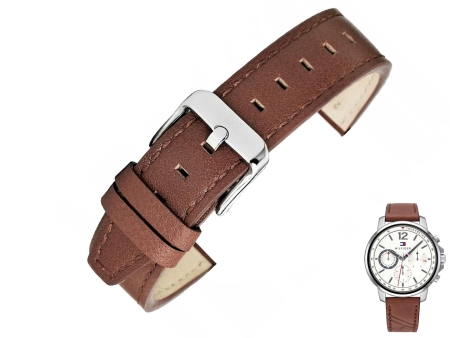 Oryginalny brązowy pasek ze skóry naturalnej z tłoczonym logo marki do zegarka Tommy Hilfiger 1791531 o szerokości 20 mm